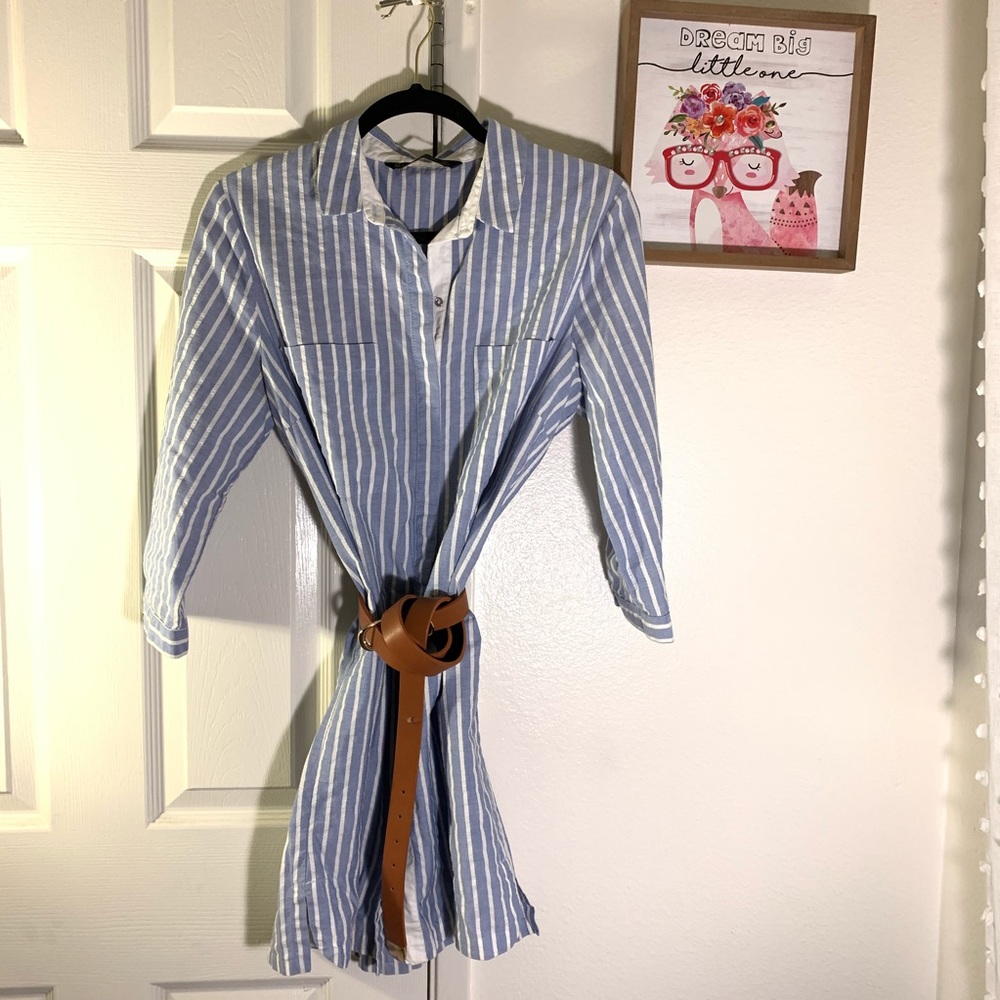 Zara Striped Blue Midi Dress 🔥🔥🔥